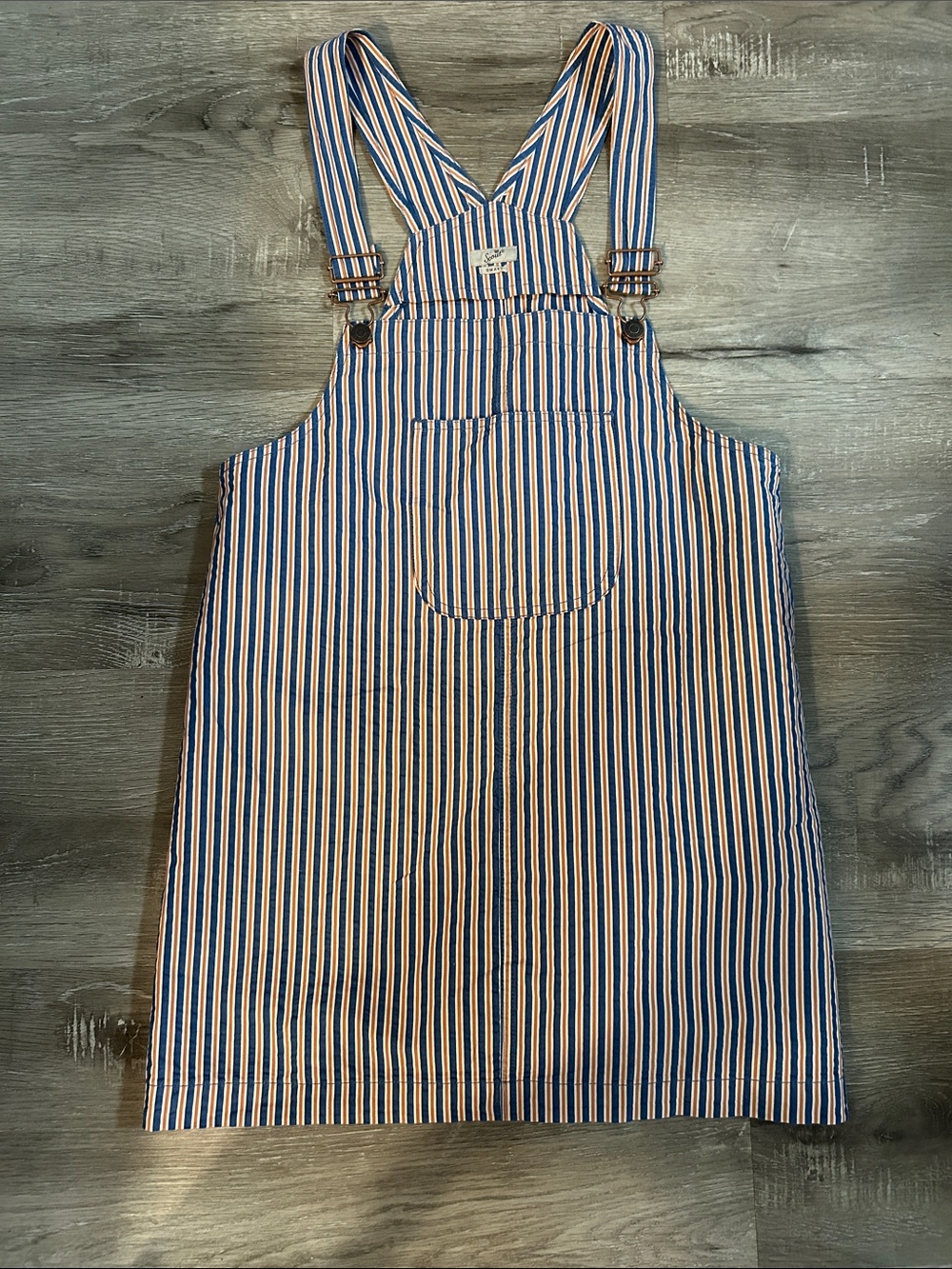 Scout Blue and White Striped Girls Overall Dress